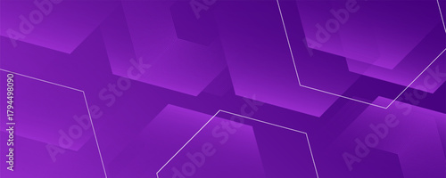 Modern banner purple background with hexagon lines. Vector eps10