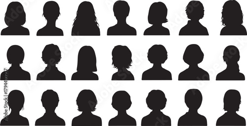 Diverse Female Silhouettes: A Collection of Hairstyles and Profiles