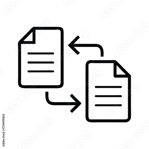 Document file transfer icon data migration process information exchange copy and paste sharing concept vector