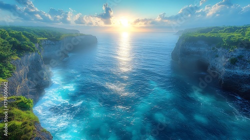 Coastal landscape with ocean and cliffs