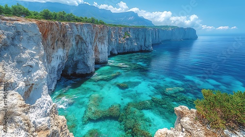 Coastal cliffs and turquoise waters