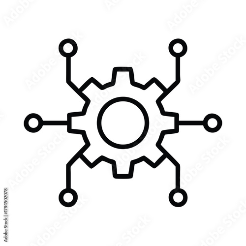 Gear technology icon engineering network connection machine learning automation process system 