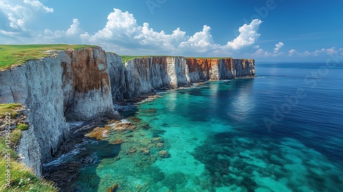 Coastal cliffs and turquoise sea landscape