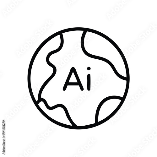 Ai global technology artificial intelligence world innovation future digital transformation icon concept vector