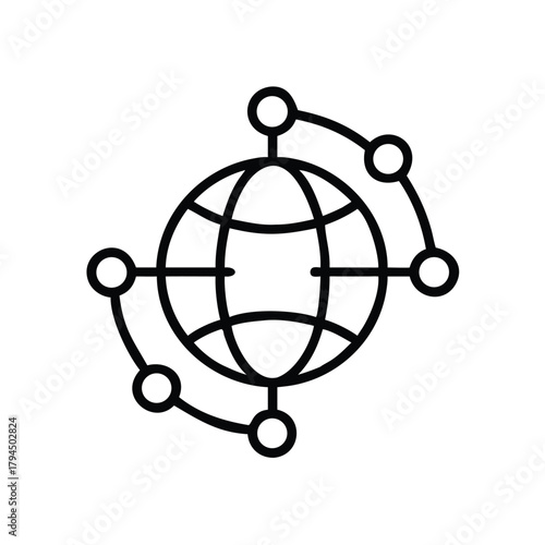 Global network connection icon vector illustration for internet and communication technology design 