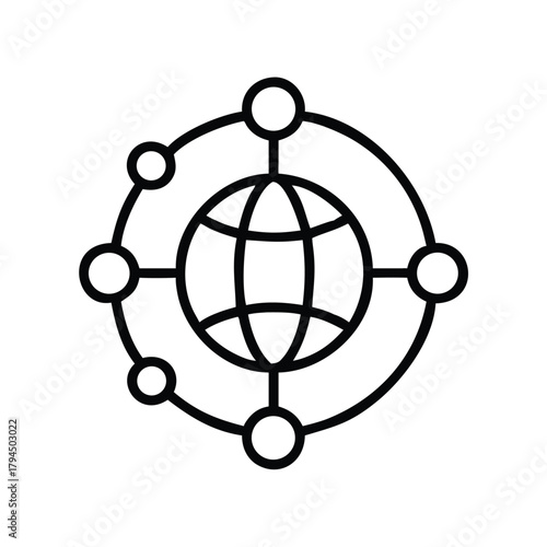 Global network connection icon for internet technology and worldwide communication solutions and business growth