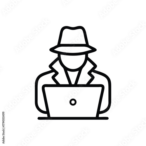 Cybercrime hacker using laptop for data breach and security attack vector illustration icon design
