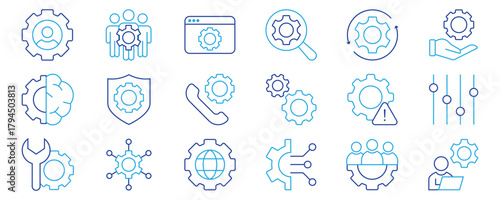 Setting & Setup icon set. Containing Configuration, option, settings, control , and more. editable stroke. vector illustration