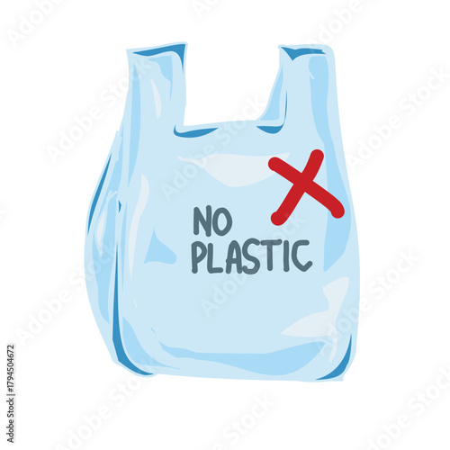 No plastic icon vector, no plastic bag sign for poster campaign