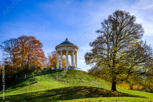 famous monopteros at the english garden in munich