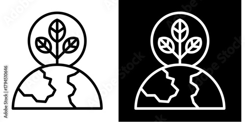 Global Sustainability Icon Set White Style Collection
