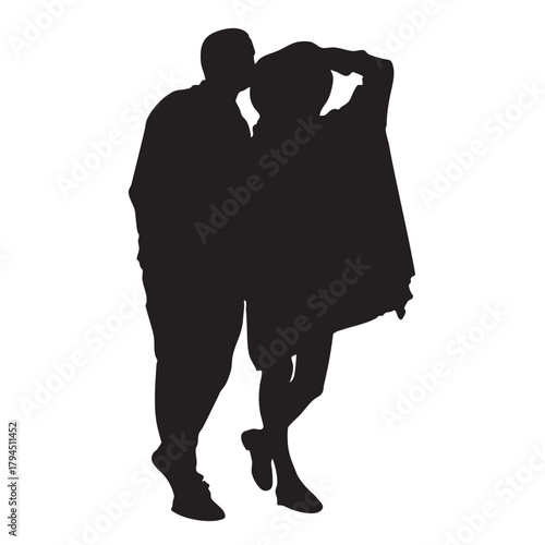 Romantic Couple Silhouette on White Background