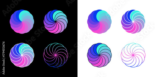 Abstract spiral logo icon element. full of joy coloring life.