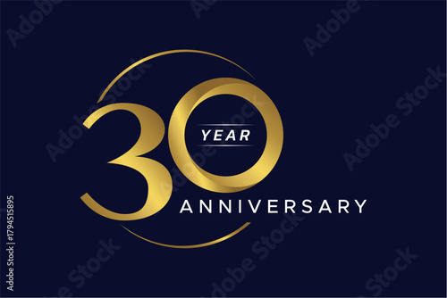 Elegant 30 Year Anniversary Logo Design with Golden Circle.