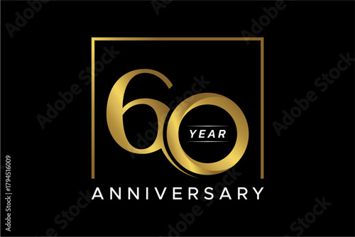 Golden 60 Year Anniversary Celebration Emblem.