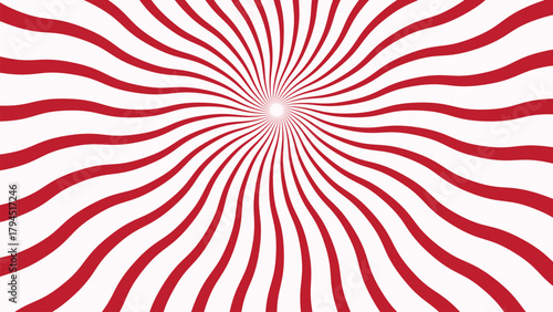 Abstract vivid background with dynamic red and white radial lines converging towards the center, bright burst effect. Comic-style speed rays or a sunburst pattern with high contrast and energy.