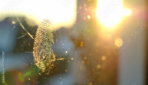 Fingerprint on Glass with Golden Sun Flare