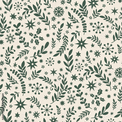 Light Botanical Winter Seamless Pattern