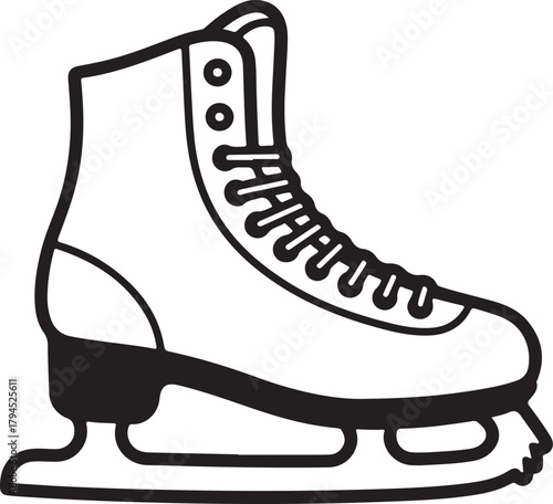 Ice skate vector outline drawing representing winter sports recreational activity and cold weather fun