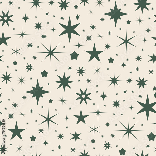Light Celestial Stars Seamless Pattern