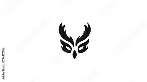Stylized Black Owl Head Logo Icon Design. Abstract Minimalist Vector Graphic Symbol for Wisdom, Mystery, and Night.