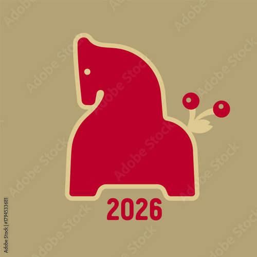 Red fire horse 2026. Horse silhouette. Logo