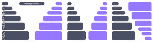 Blank various message bubbles. Green chat or messenger speech bubble. SMS text frame. Short message sending. Dark mode. Vector illustration.