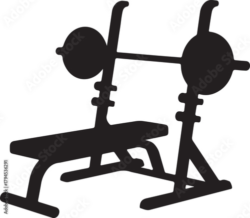 Bench press with barbell gym workout equipment vector