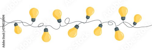 Festive string lights shining bright vector illustration perfect for celebrations and adding a warm glow to any design project