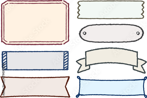 手帳イメージの手描き風ラベル・見出し枠セット