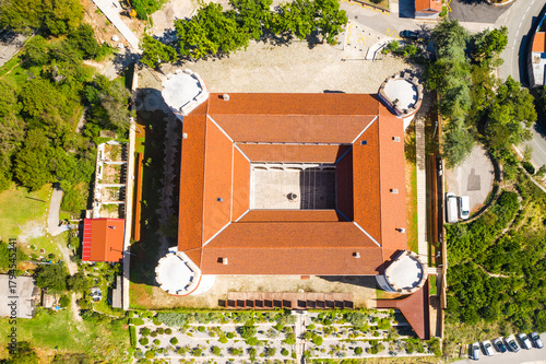 Old Frankopan castle in town of Kraljevica in Kvarner bay, Adriatic coast of Croatia, overhead view