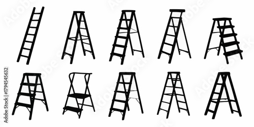 Staircase Variations: A comprehensive collection of diverse staircases, each a testament to architectural design and functionality. show different type of stairs and step.