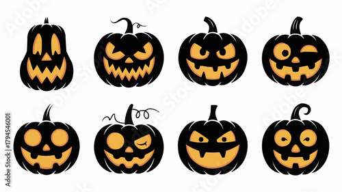 Spooky Pumpkins: A set of grinning Jack-o'-lanterns, radiating the eerie essence of Halloween. 