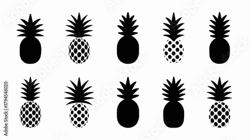 Pineapple Pattern: An attractive pattern of simple pineapple silhouettes, perfect for adding a touch of tropical charm and fruity flair to your designs.