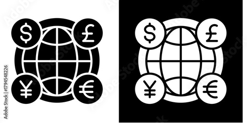 Currency Exchange Icon Set White Style Collection