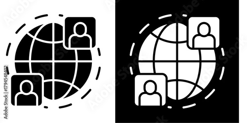 Global Communication Icon Set White Style Collection
