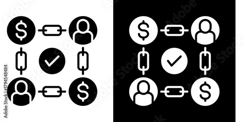 Blockchain Transactions Icon Set White Style Collection