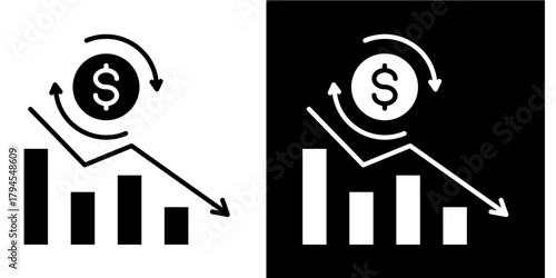 Economic Crisis Recovery Icon Set White Style Collection