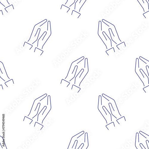 prayer hand seamless pattern isolated on transparent background.