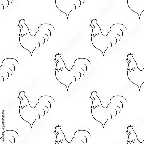 rooster seamless pattern isolated on transparent background.