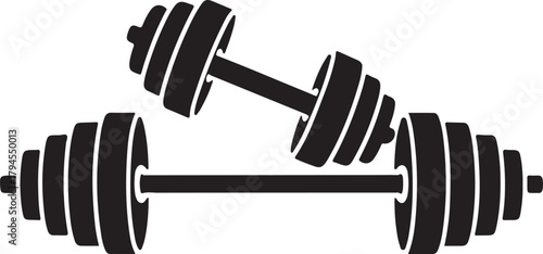 Two heavy dumbbells for gym workout vector icon