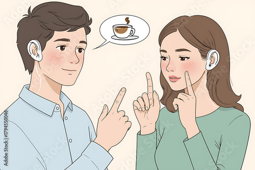 Wallpaper Mural Couple shares a thought about coffee during conversation Torontodigital.ca