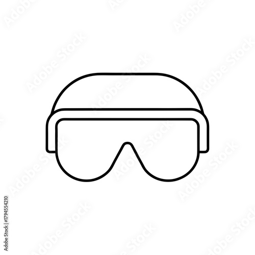 Illustration of goggles with a head covering line on transparent background silhouette