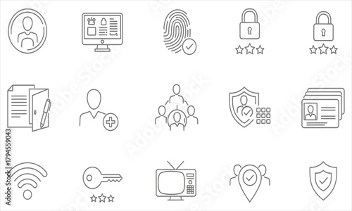 Collection of Security and Identification Vector Icons for Web Design
