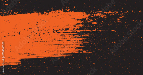 Black and orange background. grunge Paint strokes element, Grunge texture. Black scratches, scuffs, chips, blotches. A monochrome backdrop. Vector graphics.eps10