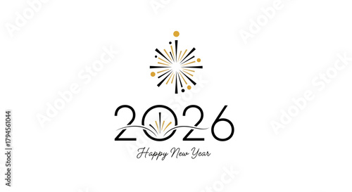 Celebrate the arrival of a bright new year with a dynamic fireworks display and elegant 2026 typography, perfect for festive greetings and invitations.