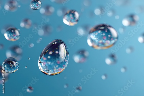 Wallpaper Mural Water droplets suspended in a blue background create a vibrant, abstract bubble scene for stock use Torontodigital.ca