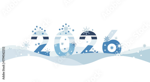Celebrate 2026 with a fresh winter design, perfect for holiday greetings, banners, and festive marketing campaigns, spreading cheer and anticipation