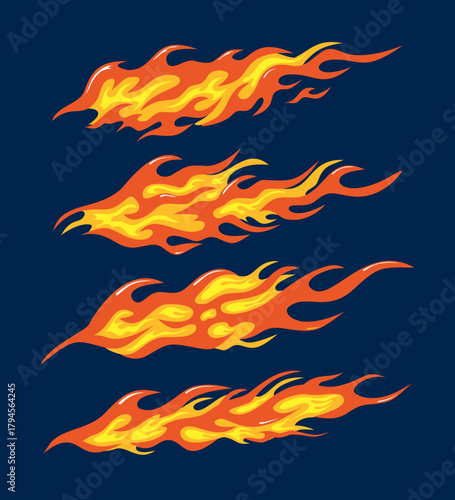 fire flames livery design set for cars or motorbike 