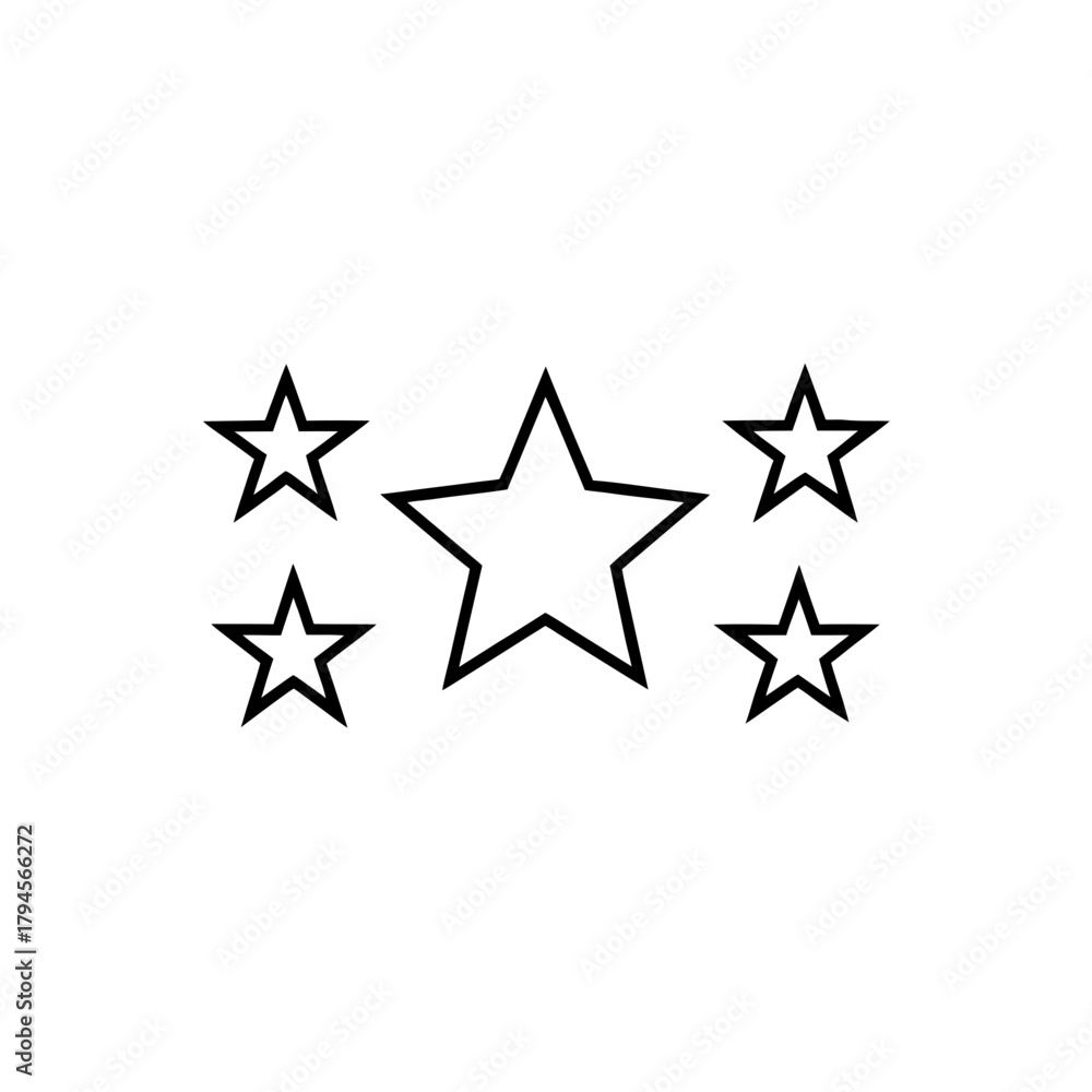 Obraz premium Five stars arranged on a white background simple on transparent background silhouette